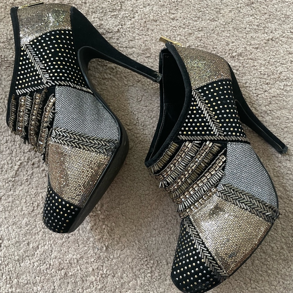 Colin Stuart embellished zip up booties